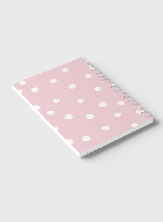 LOWHA - Spiral Notebook for School or Business Note Taking with 60 Sheets White Dots Pattern in Pink Multicolour - Image 1