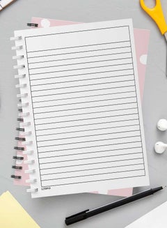 LOWHA Spiral Notebook for School or Business Note Taking with 60 Sheets White Dots Pattern in Pink Multicolour  - Image 3