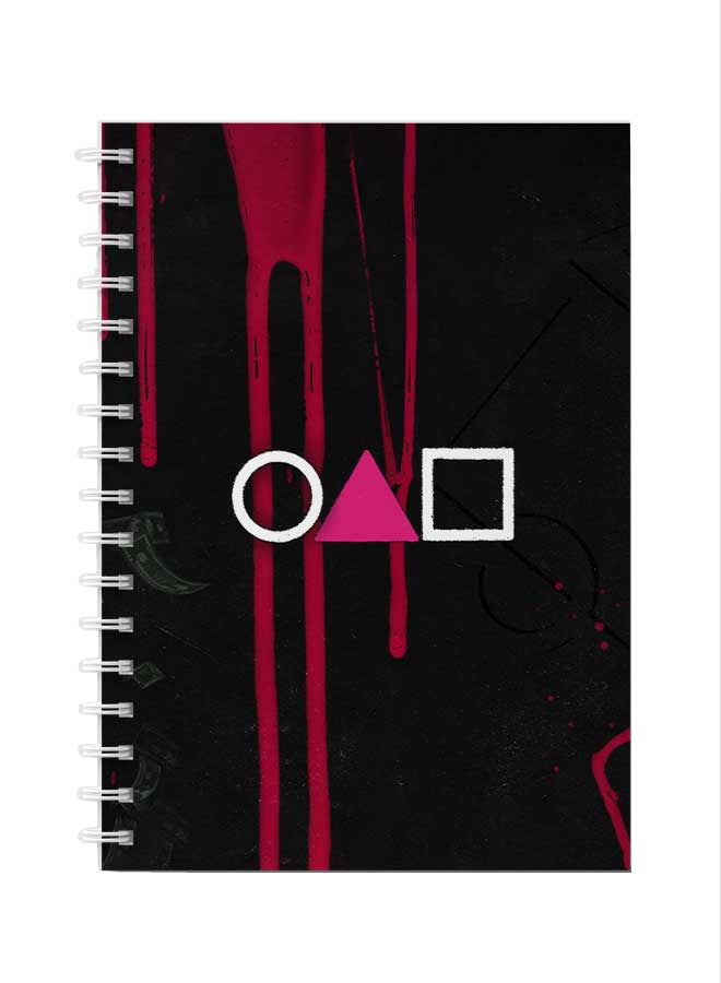 LOWHA - Spiral Notebook for School or Business Note Taking with 60 Sheets Squid Game Shapes Black/Pink/White - Image 1