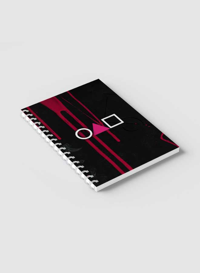 LOWHA - Spiral Notebook for School or Business Note Taking with 60 Sheets Squid Game Shapes Black/Pink/White - Image 1