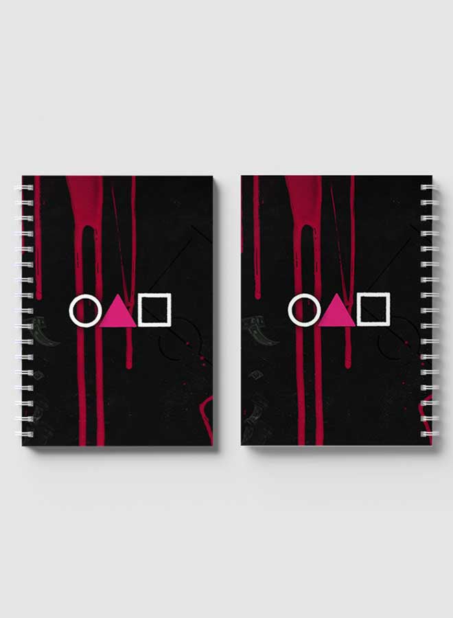 LOWHA - Spiral Notebook for School or Business Note Taking with 60 Sheets Squid Game Shapes Black/Pink/White - Image 1