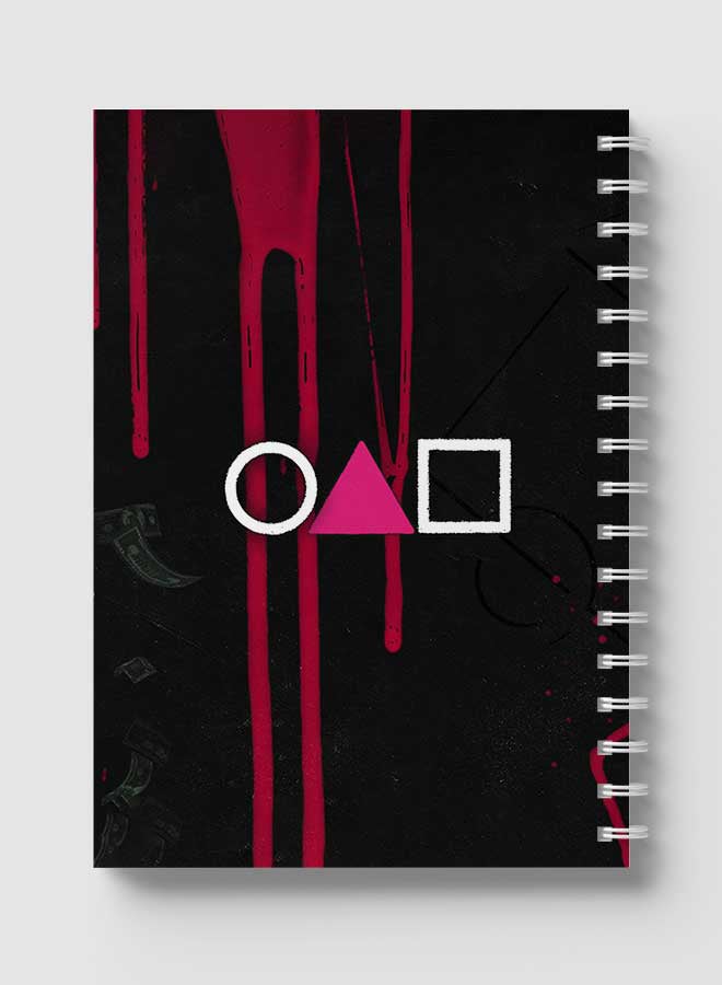 LOWHA - Spiral Notebook for School or Business Note Taking with 60 Sheets Squid Game Shapes Black/Pink/White - Image 1