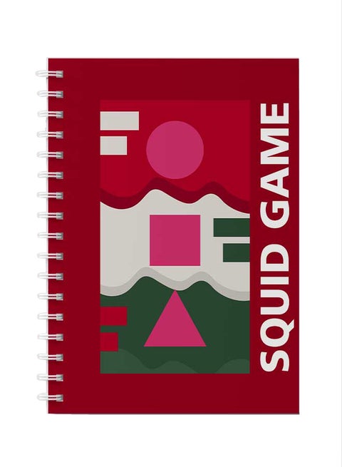 Spiral Notebook for School or Business Note Taking with 60 Sheets Squid Game Shapes Red/Green/Pink/White