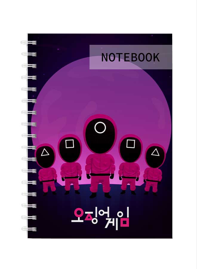 LOWHA - Squid Game Cover Printed Spiral Notebook With 60 Sheets Dark Blue/Pink/Black - Image 1