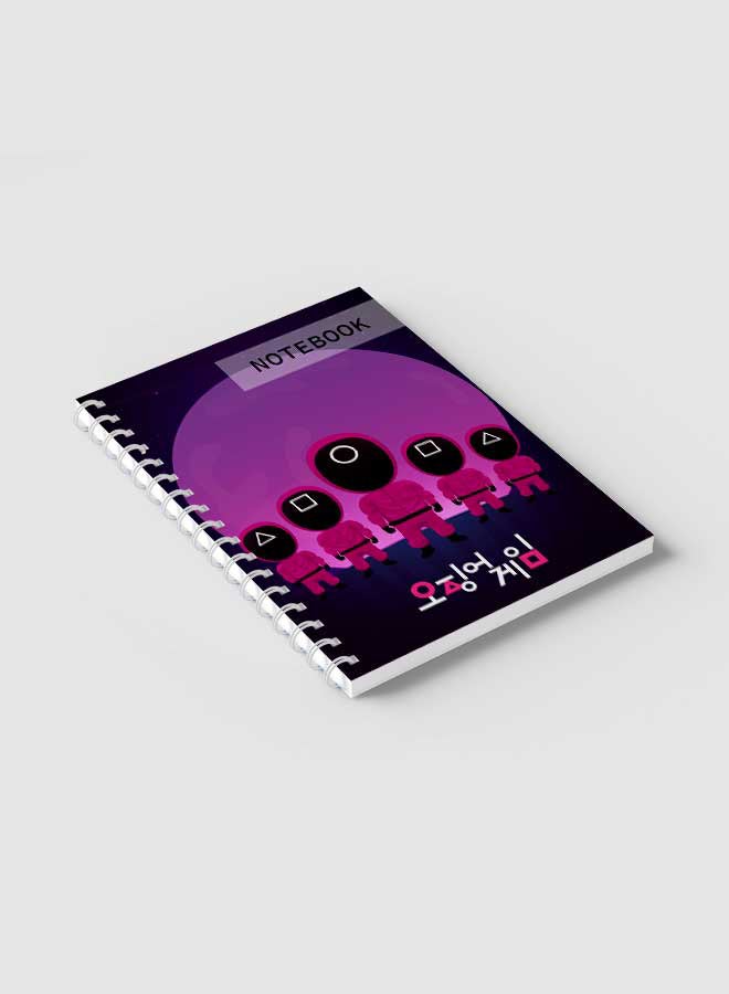 LOWHA - Squid Game Cover Printed Spiral Notebook With 60 Sheets Dark Blue/Pink/Black - Image 1