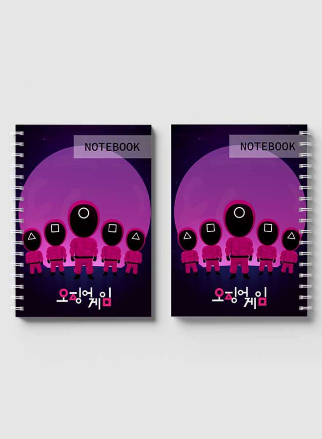 LOWHA - Squid Game Cover Printed Spiral Notebook With 60 Sheets Dark Blue/Pink/Black - Image 1