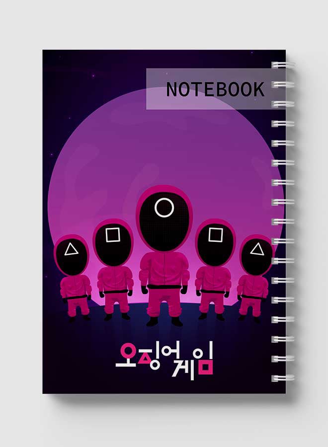LOWHA - Squid Game Cover Printed Spiral Notebook With 60 Sheets Dark Blue/Pink/Black - Image 1