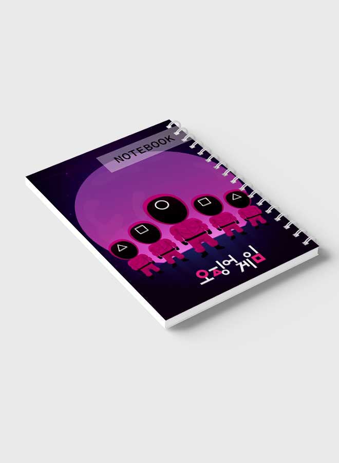 LOWHA - Squid Game Cover Printed Spiral Notebook With 60 Sheets Dark Blue/Pink/Black - Image 1