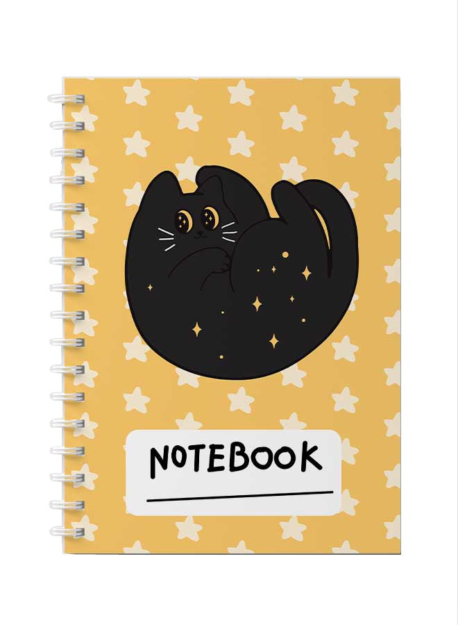 لوحة دفتر ملاحظات بسلك حلزوني للمدرسة أو تدوين ملاحظات العمل يحتوي على 60 ورقة بتصميم قطة لطيفة كرتونية متعدد الألوان - Image 1