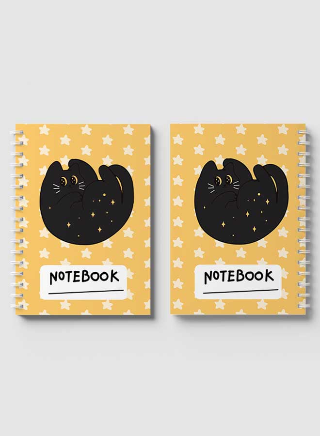 لوحة دفتر ملاحظات بسلك حلزوني للمدرسة أو تدوين ملاحظات العمل يحتوي على 60 ورقة بتصميم قطة لطيفة كرتونية متعدد الألوان - Image 4