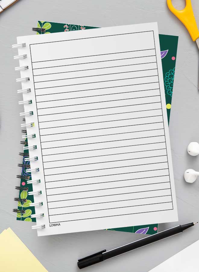 LOWHA Spiral Notebook for School or Business Note Taking with 60 Sheets Nature Theme Flowers and Sun Multicolour  - Image 3