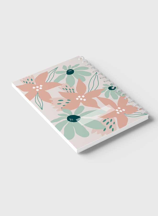 LOWHA - Spiral Notebook for School or Business Note Taking with 60 Sheets Modern Abstract Floral Art Multicolour - Image 1