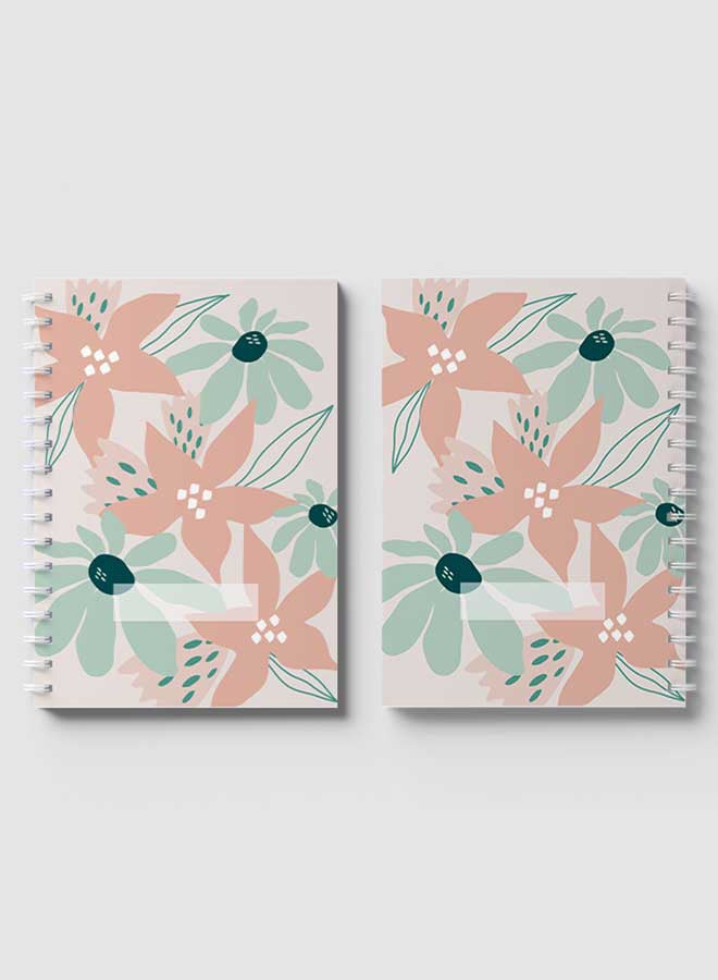 LOWHA - Spiral Notebook for School or Business Note Taking with 60 Sheets Modern Abstract Floral Art Multicolour - Image 1