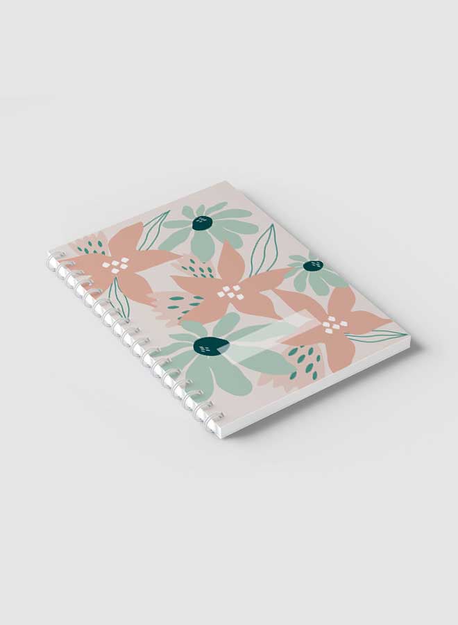 LOWHA - Spiral Notebook for School or Business Note Taking with 60 Sheets Modern Abstract Floral Art Multicolour - Image 1