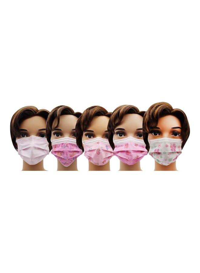 ميد ون - 50 قطعة من ماسكات الوجه من 3 طبقات للأطفال بتصميم طبي زهري وطباعة مختلطة - Image 1