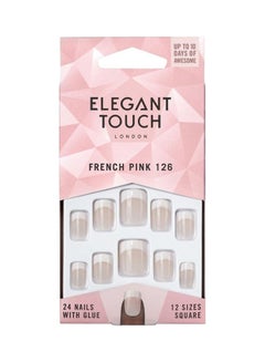 French Pink 126 Nails With Glue, Pack Of 24, French Pink 126