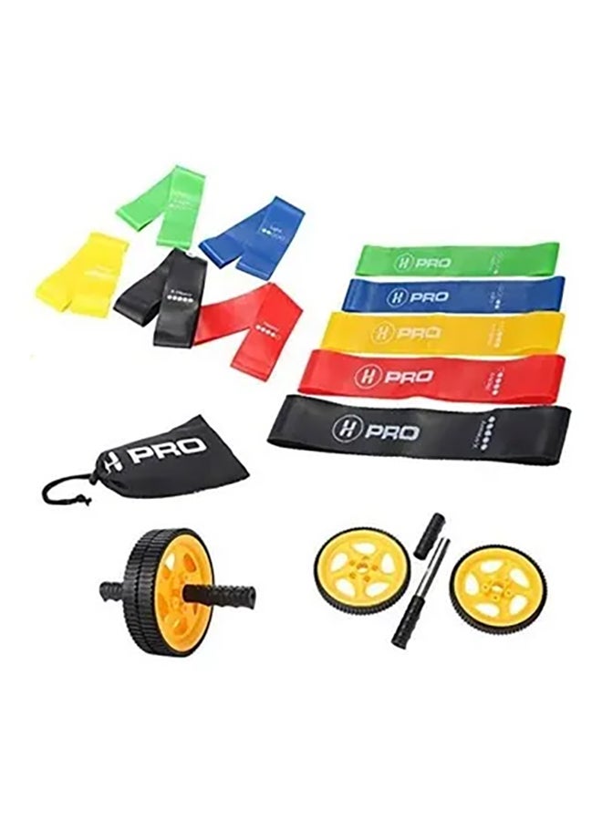 أتش برو 5 قطع من أحزمة مقاومة مطاطية من اللاتكس مع عجلة لتمارين البطن وحقيبة - Image 2