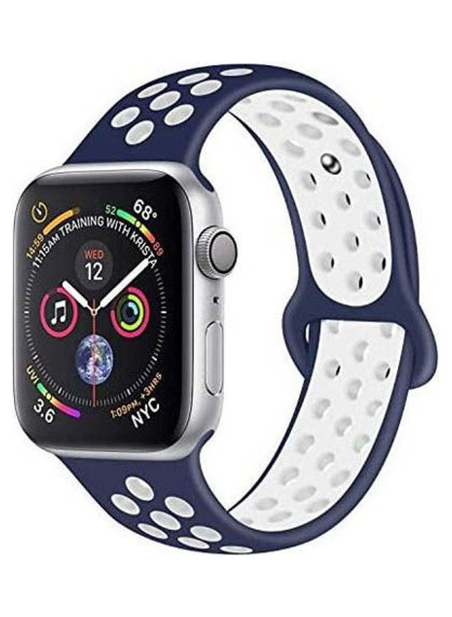 Generic - Soft e Replacement Sports Strap For Apple Watch Series 321 3840 Blue/white - Image 1