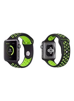 Soft Silicone Replacement Sports Strap For Apple Watch Series 3/2/1 - 38/40 Black/Green