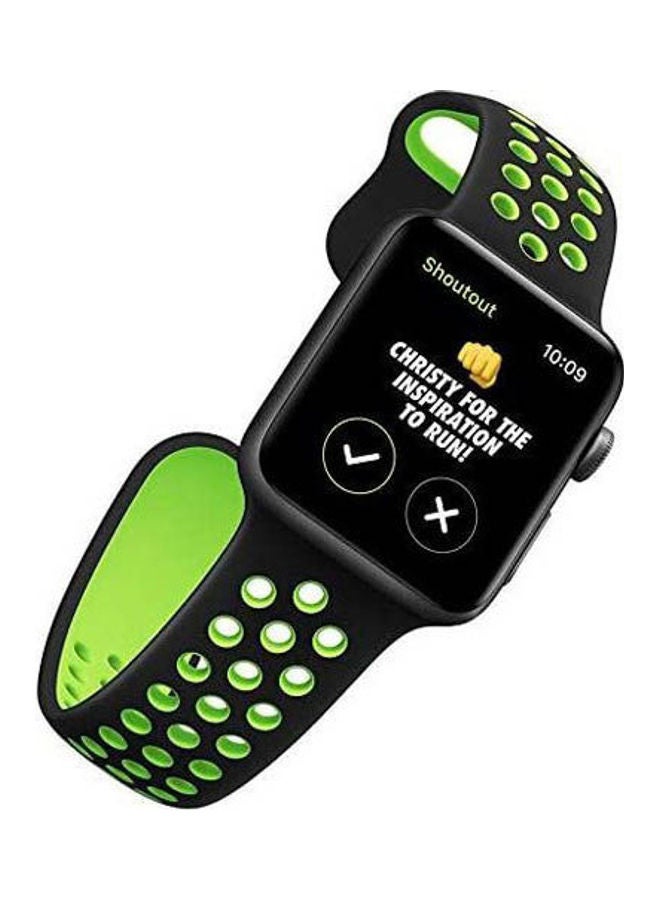 Generic - Soft Silicone Replacement Sports Strap For Apple Watch Series 3/2/1 - 38/40 Black/Green - Image 1