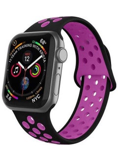Generic Soft Silicone Replacement Sports Strap For Apple Watch Series 3/2/1 - 40/38 Black/Purple  - Image 1