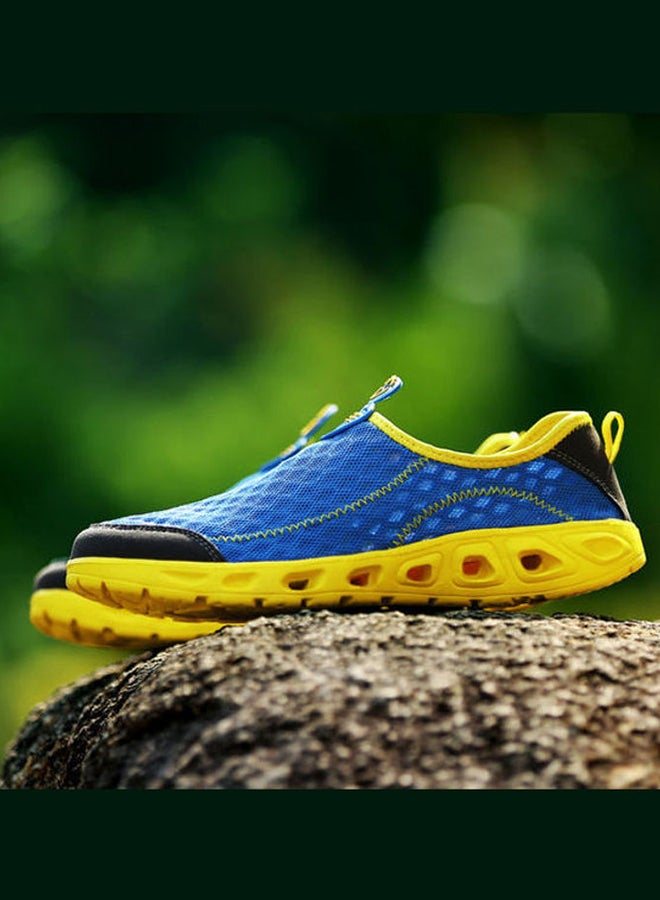 Beauenty Men's Mesh Detail Slip-On Versatile Trainers Blue/Yellow Blue/Yellow - Image 3