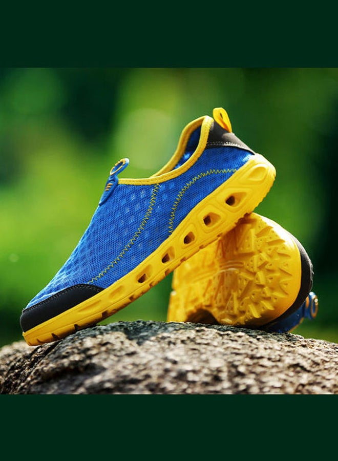 Beauenty Men's Mesh Detail Slip-On Versatile Trainers Blue/Yellow Blue/Yellow - Image 2