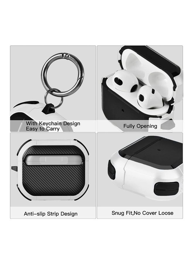 Generic Case With Keychain for Apple Airpod 3, 2021 White/Black  - Image 2