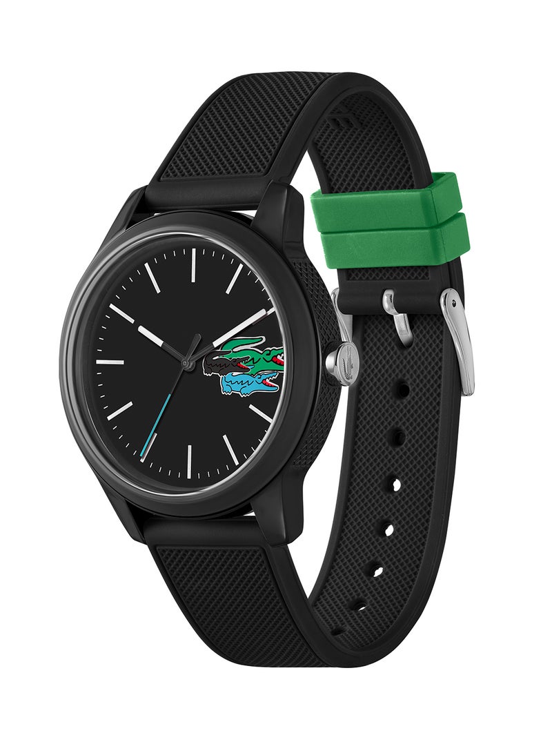 LACOSTE Men's 12.12 Analog Quartz Black Silicone Watch - 2011134  - Image 3