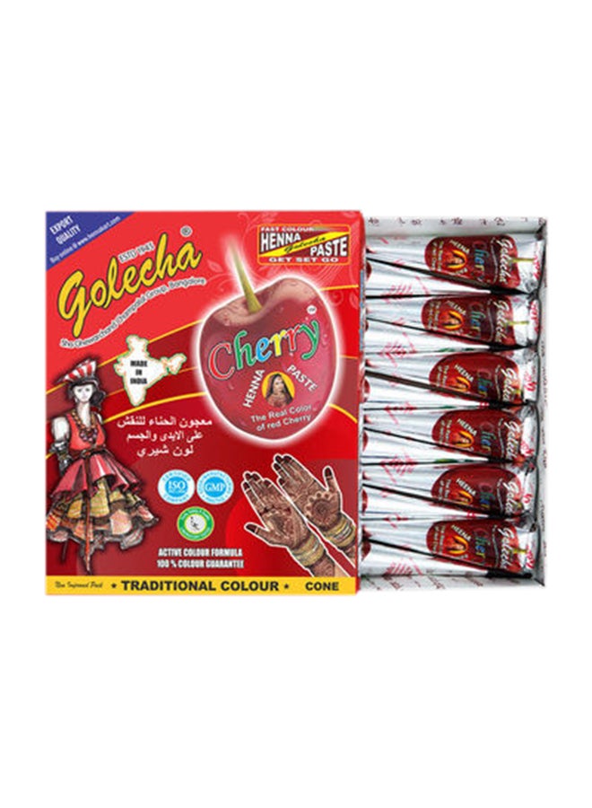 جوليتشا 12 قطعة من مخروط معجون حنة أحمر كرزي 12 x 23جرام - Image 1