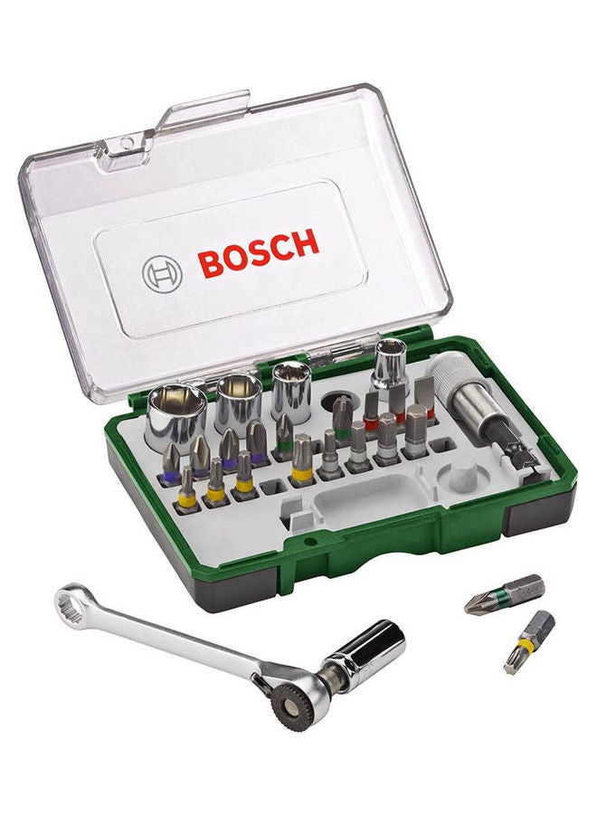 BOSCH Screwdriver Bit And Ratchet Set Silver
