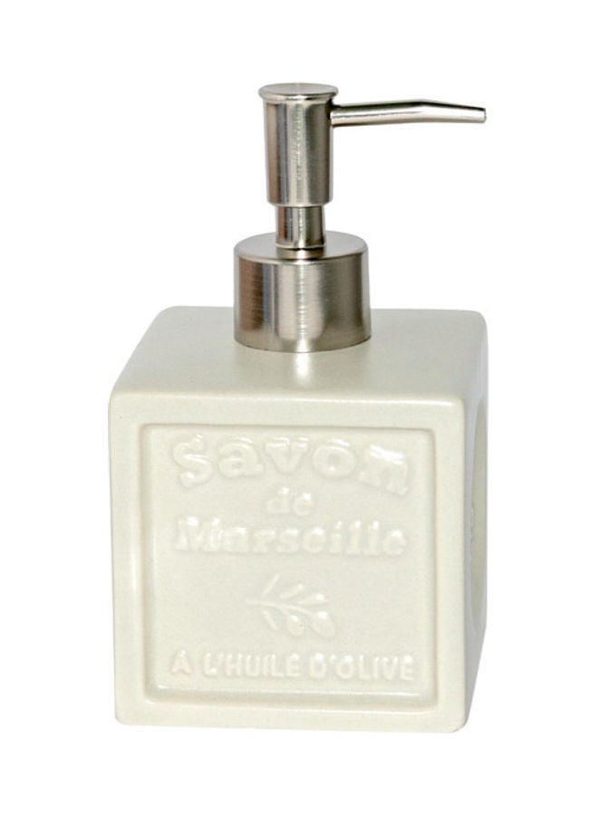 La Maison du Savon de Marseille Ceramic Liquid Soap Dispenser Cube Ivory 1Liters 