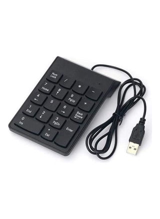 لوحة مفاتيح رقمية سلكية بمنفذ USB ولوحة أرقام صغيرة ورفيعة مزودة بـ18 مفتاحاً أسود - v1638868573/N52097399A_1