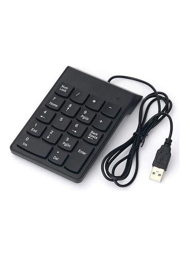 ماركة غير محددة - لوحة مفاتيح رقمية سلكية بمنفذ USB ولوحة أرقام صغيرة ورفيعة مزودة بـ18 مفتاحاً أسود - Image 1