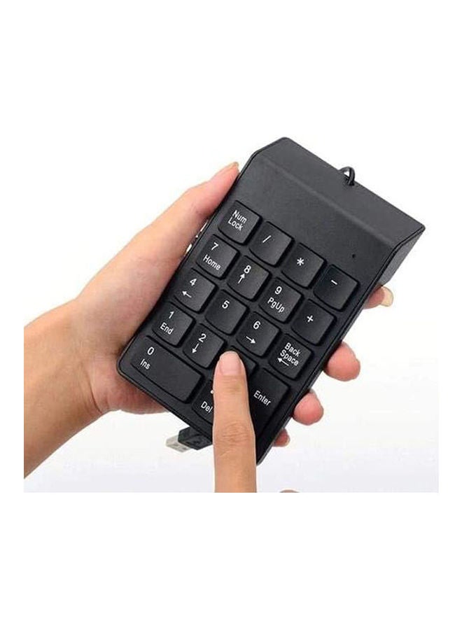 ماركة غير محددة - لوحة مفاتيح رقمية سلكية بمنفذ USB ولوحة أرقام صغيرة ورفيعة مزودة بـ18 مفتاحاً أسود - Image 1