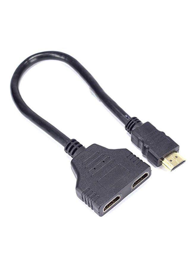 Hdmi Male To 2 Hdmi Female 1 In 2 Out Splitter Cable Converter Black - Image 2