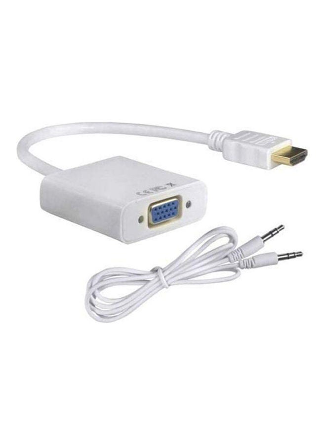 Hdmi Full Hd Male To Vga Female Video Converter Adapter White