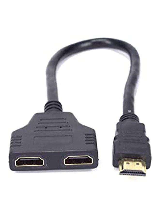 Hdmi Male To 2 Hdmi Female 1 In 2 Out Splitter Cable Converter Black - Image 1