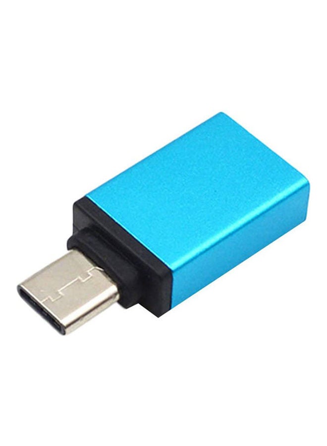 محول شحن بمنفذ OTG من منفذ Typ- إلى منفذ USB3.0 ذكر إلى أنثى أزرق فاتح