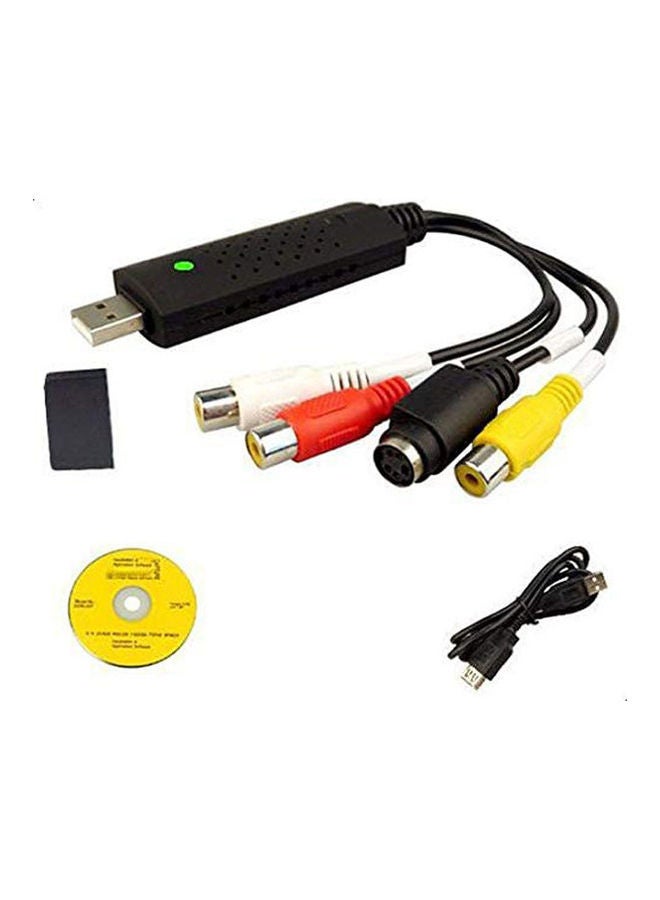 كابل محول بمنفذ USB 2.0 إلى 3 RCA للصوت والفيديو طراز VHS DVD RW HD كابل محول للكمبيوتر الشخصي أسود