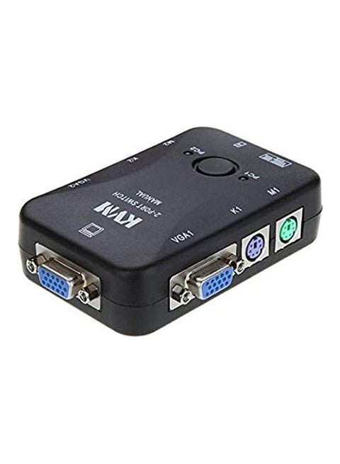 مفتاح تشغيل 2 بمنفذ KVM لجهاز بلاي ستيشن 2 مع كابلين للكمبيوتر الشخصي [C552P] أسود