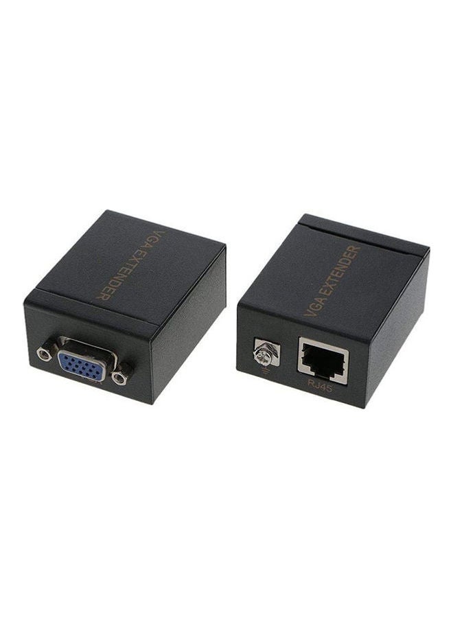 Vga Signal 60M Extender Adapter Over Single Rj45 Cat5E Cat6 Network Cable 1 Transmitter + 1 Receiver Black - Image 1