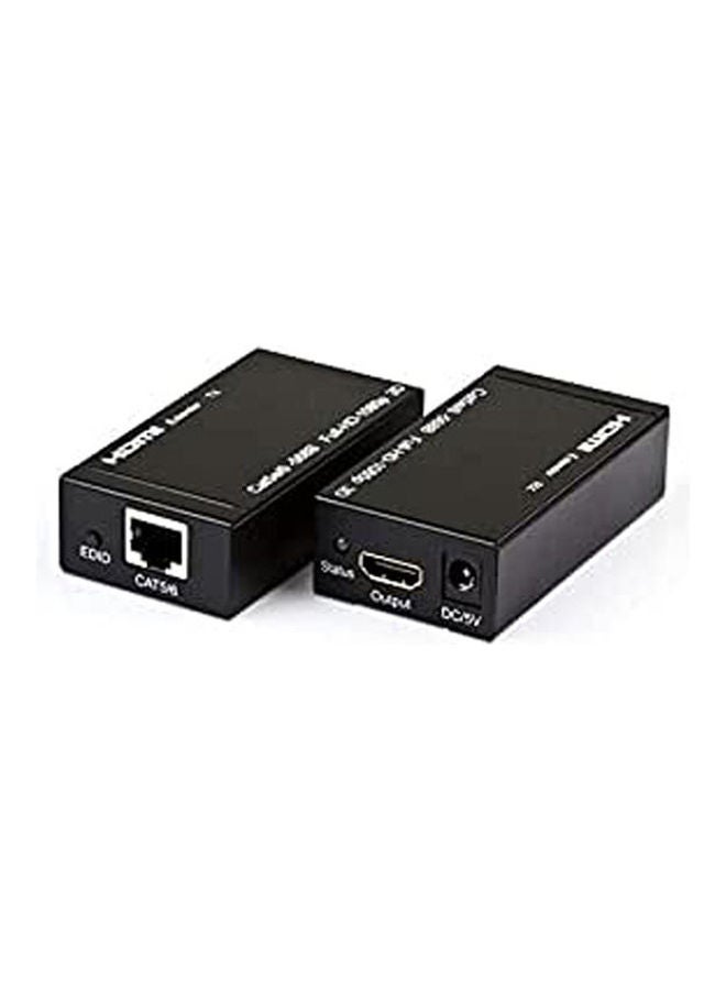 Extender By Cat-5E/6 Cable Rj45 60M 1080P Hdmi Extender Transmitter & Hdmi Extender Receiver Black