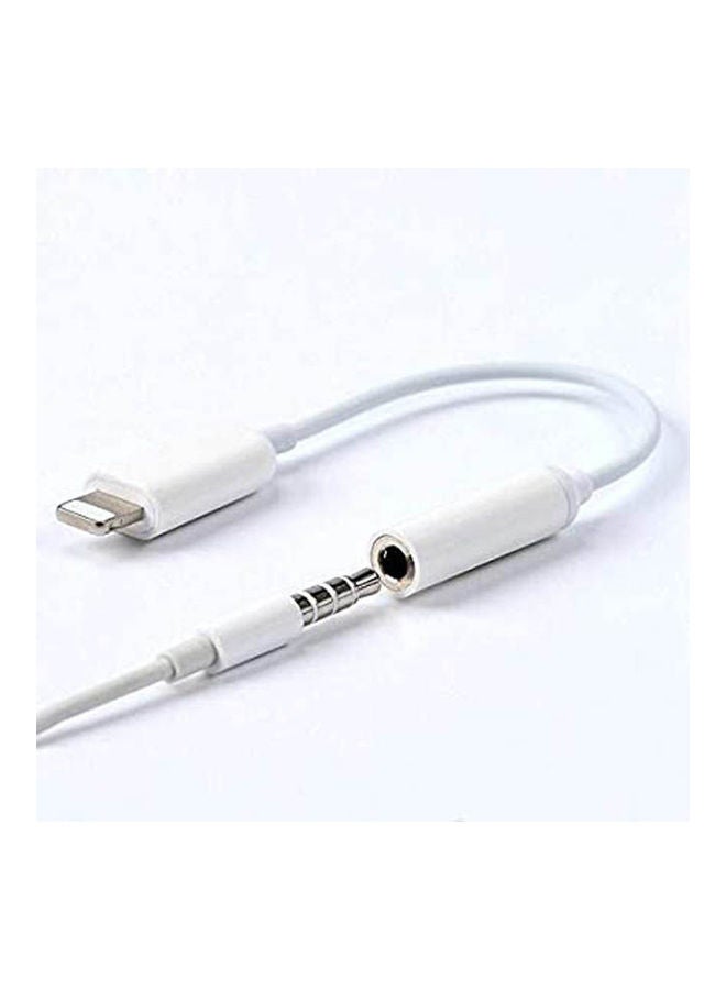 محول صوت بمنفذ صوت مقاس 3.5 مم لأجهزة أبل آيفون XS ماكس وXR وXR و8 و7 وX أبيض