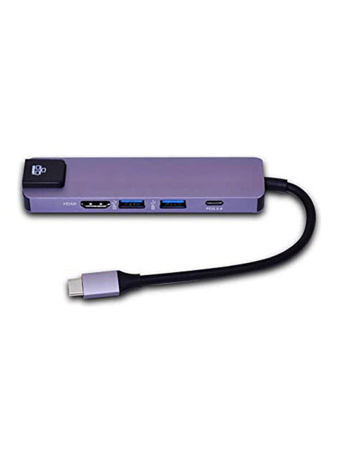 5 In 1 Usb Type C Hub Hdmi Usb C Hub To Gigabit Ethernet Rj45 Lan Adapter Purple
