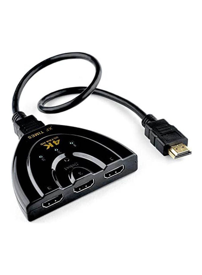 مقسم محول فيديو ب3 منافذ HDMI بدقة 4K لأجهزة التلفزيون عالية الوضوح بدقة 1080 بكسل وجهاز بلايستيشن 4 وDVD وجهاز التحكم عن بعد بالأشعة تحت الحمراء أسود