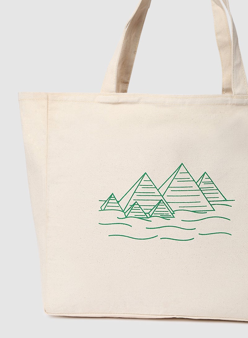 Amal - Pyramid Print Canvas Shopping And Grocery Bag Color Shade May Vary Green - Image 1