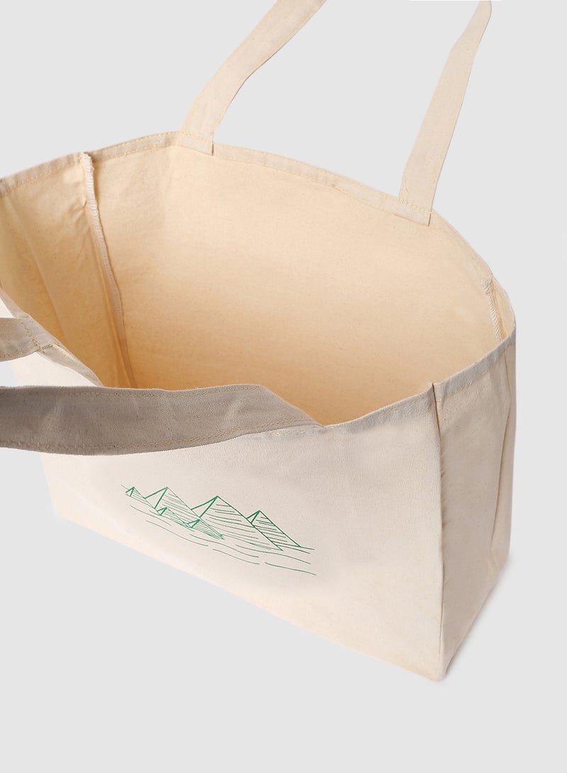 Amal - Pyramid Print Canvas Shopping And Grocery Bag Color Shade May Vary Green - Image 1