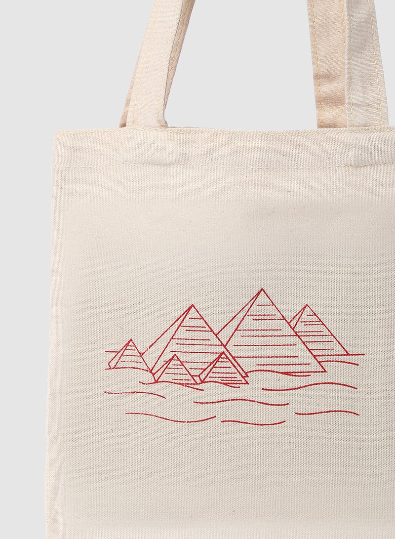 Amal - Pack Of 2 Pyramid Print Canvas Shopping And Grocery Bags Color Shade May Vary Red - Image 1