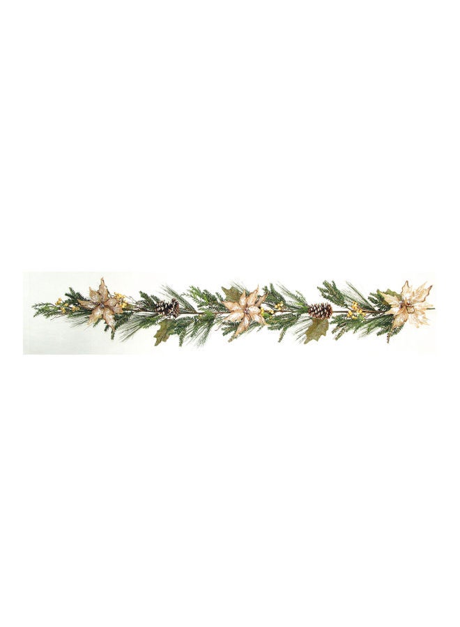 Twigged Garland With Cones And Gold Flowers 180cm